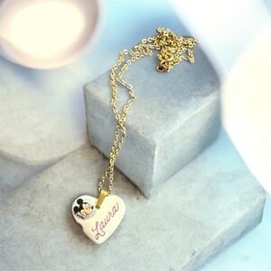 Disney Gold Heart Necklace with Character Design